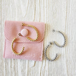 hypoallergenic earrings, twisted earrings, C shape twisted earrings, twisted hoops, waterproof earrings, water resistant earrings, twisted earrings gold, spiral twist earrings,  double twist earrings, double twist hoop earrings, tiny twist earrings,  twist stud earrings, small twisted gold hoop earrings,  twisted gold hoops 14k, Croissant Earrings Waterproof 