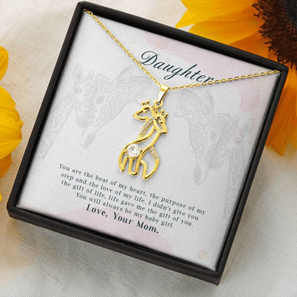 To My Daughter - Life Gave me the Gift of you Giraffe Necklace